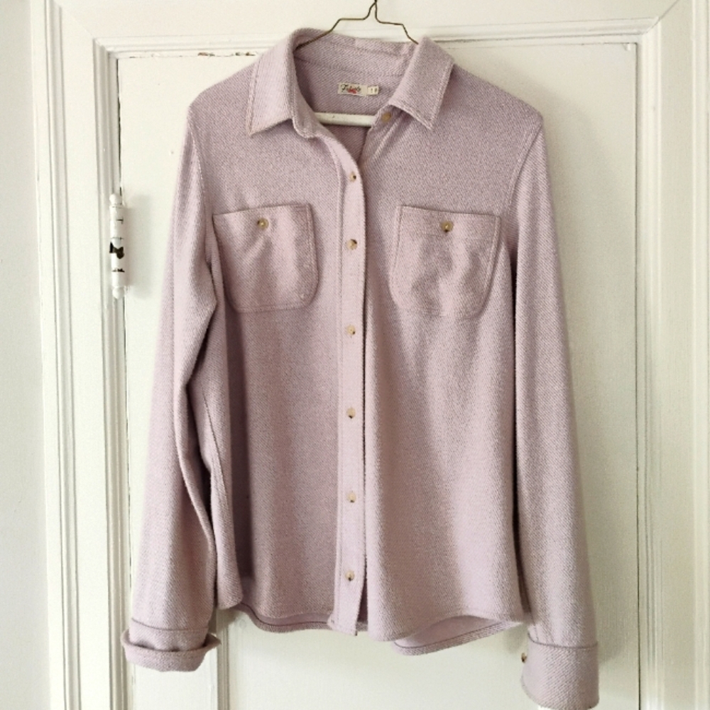 Faherty Legend Sweater Shirt Button Front Lavender, Size Medium